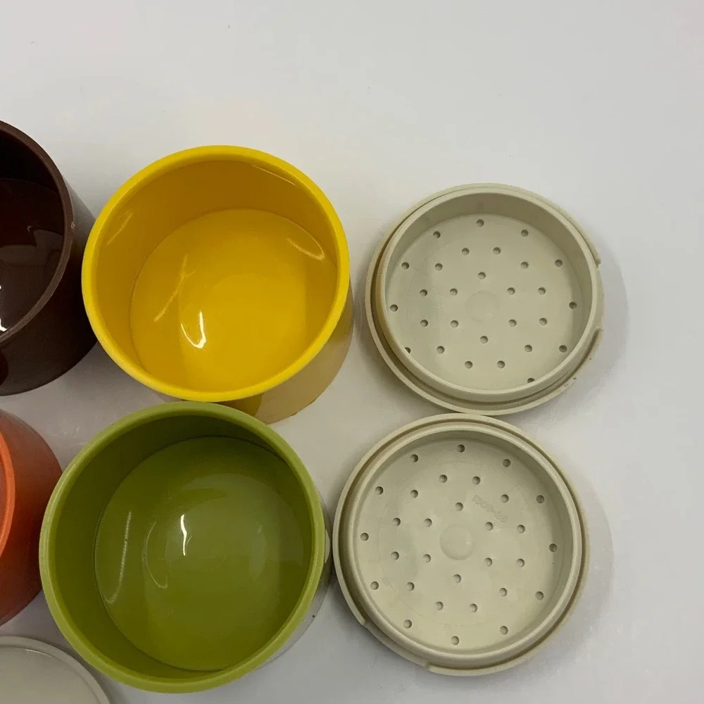 Vintage Tupperware Spice Shaker Tower 1308 Stacking Harvest Colors Set of 4